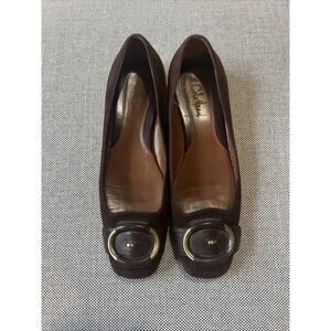 Cole Haan Buckle Brown Suede Slip-on Women's Flats Shoes Size 7 B